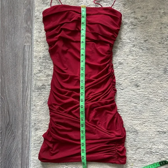 Princess Polly 6 Tara Mini Dress Red Ruched Y2K Spaghetti Strap Mini Bodycon - Picture 8 of 11